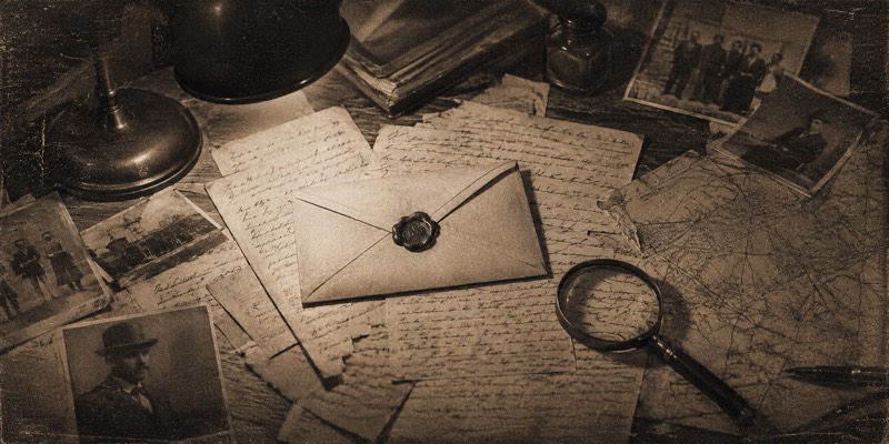 A bundle of confiscated letters tied with string